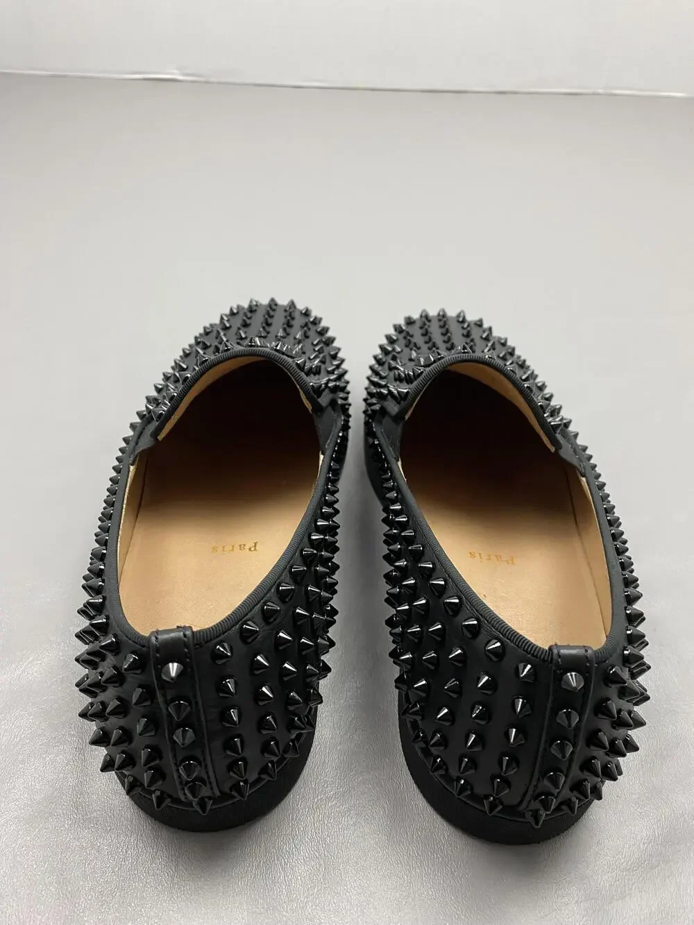 Christian Louboutin Roller-Boat Shoes Mens 13 EU 46 Black Leather Spiked Casual